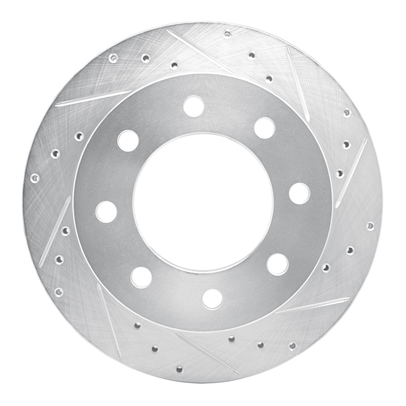 Chevrolet Suburban 2500 Brake Rotor (1) - Rear Right - R1 Concepts - Drilled & Slotted - Silver - `03-`05
